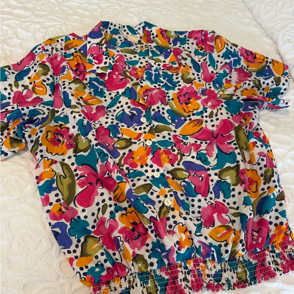 Vintage Women’s  Floral Polyester Shirt Size XL